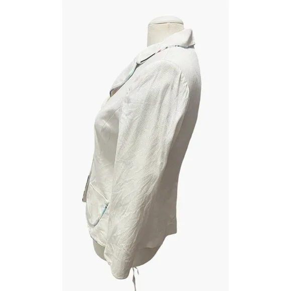 Stresa Collared Purple Button Cotton Blazer Sz 8 (Medium) Womens Cream Floral Ta - Picture 4 of 10